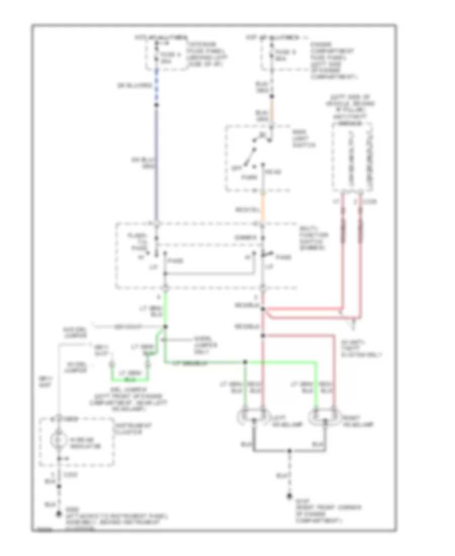 Headlamps Wiring Diagram without DRL for Ford Econoline E150 1995