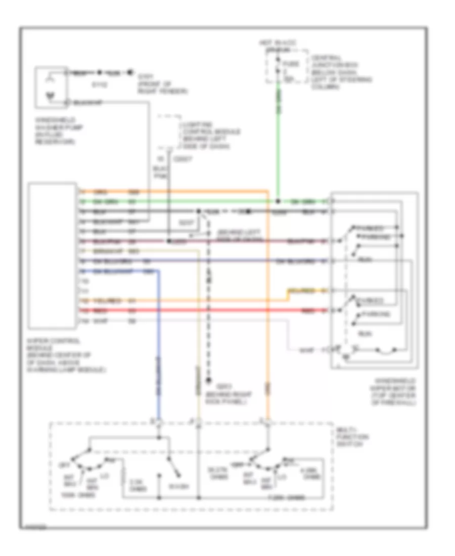 Электросхема стеклоочистителя, дворников и омывателя для Ford Crown Victoria LX 2001