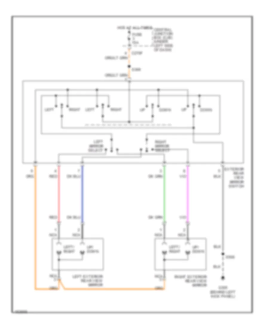 Power Mirrors Wiring Diagram without Heated Signal Mirrors for Ford Windstar SEL 2002