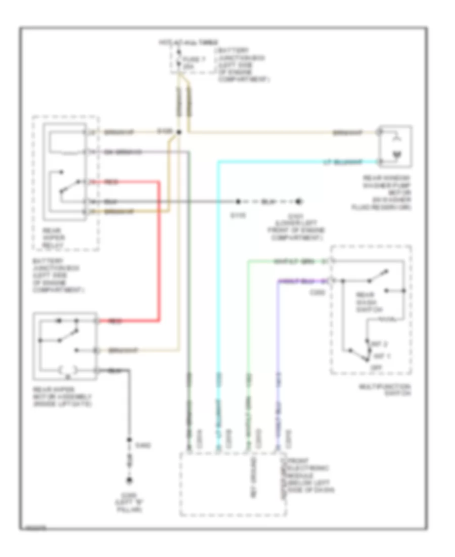 Rear Wiper Washer Wiring Diagram for Ford Windstar SEL 2002