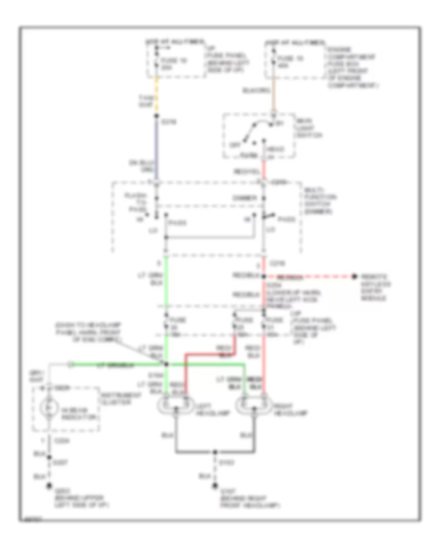 Headlight Wiring Diagram without DRL for Ford Econoline E150 1997