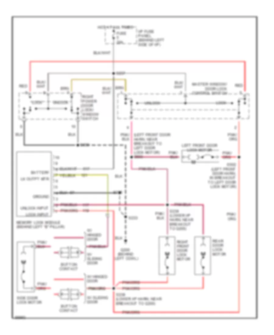 Door Lock Wiring Diagram with Memory Lock for Ford Econoline E150 1997