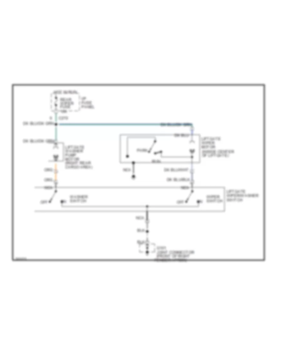 Электросхема заднего стеклоочистителя и омывателя стекла для Ford Escort 1995