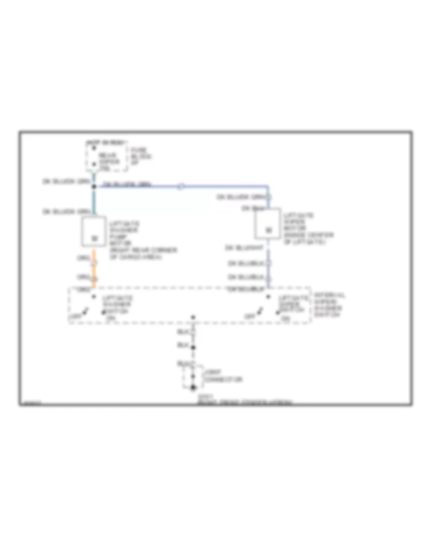 Электросхема заднего стеклоочистителя дворника и омывателя для Ford Escort LX 1991