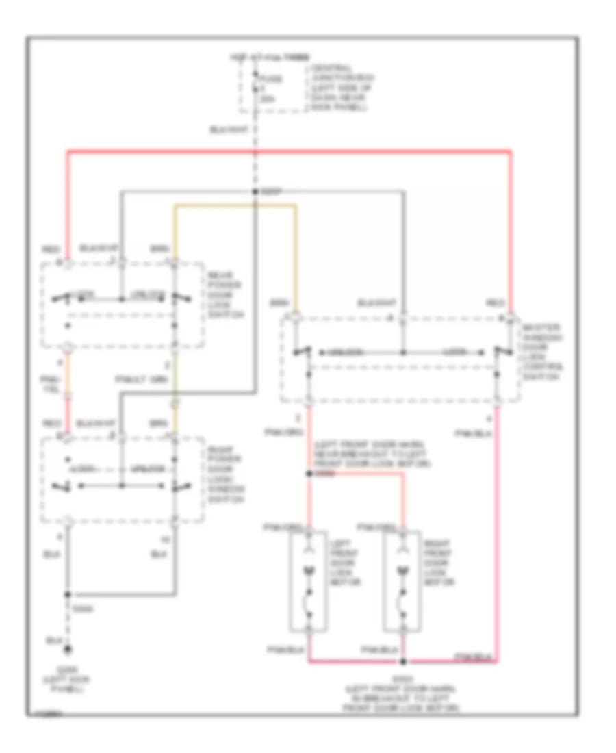 Door Lock Wiring Diagram, without Memory Lock for Ford Econoline E250 1999