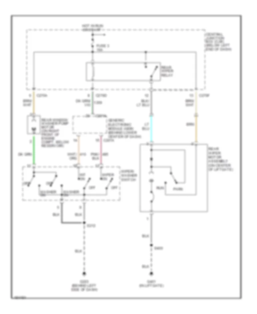Электросхема заднего стеклоочистителя дворника и омывателя для Ford Escape 2004