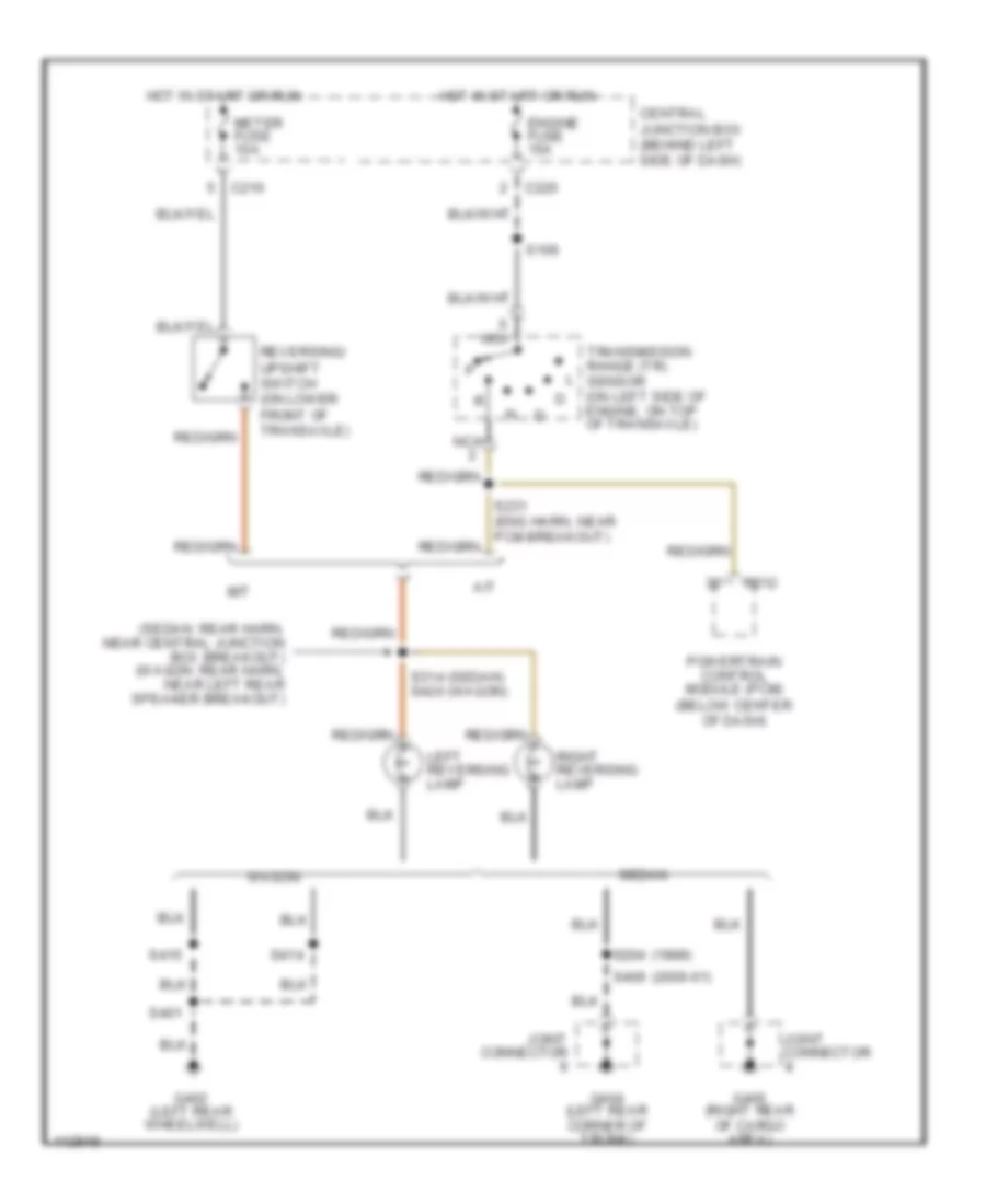 Back up Lamps Wiring Diagram for Ford Escort LX 1999