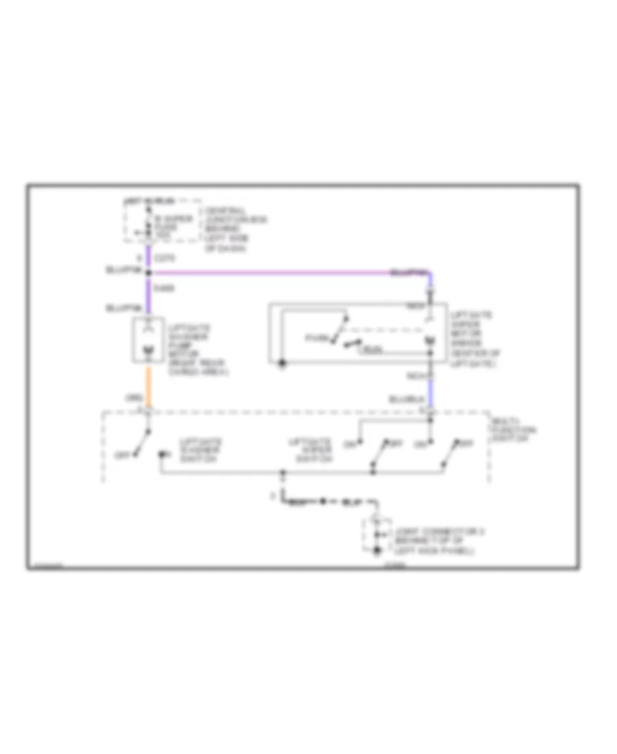 Электросхема заднего стеклоочистителя и омывателя стекла для Ford Escort LX 1999