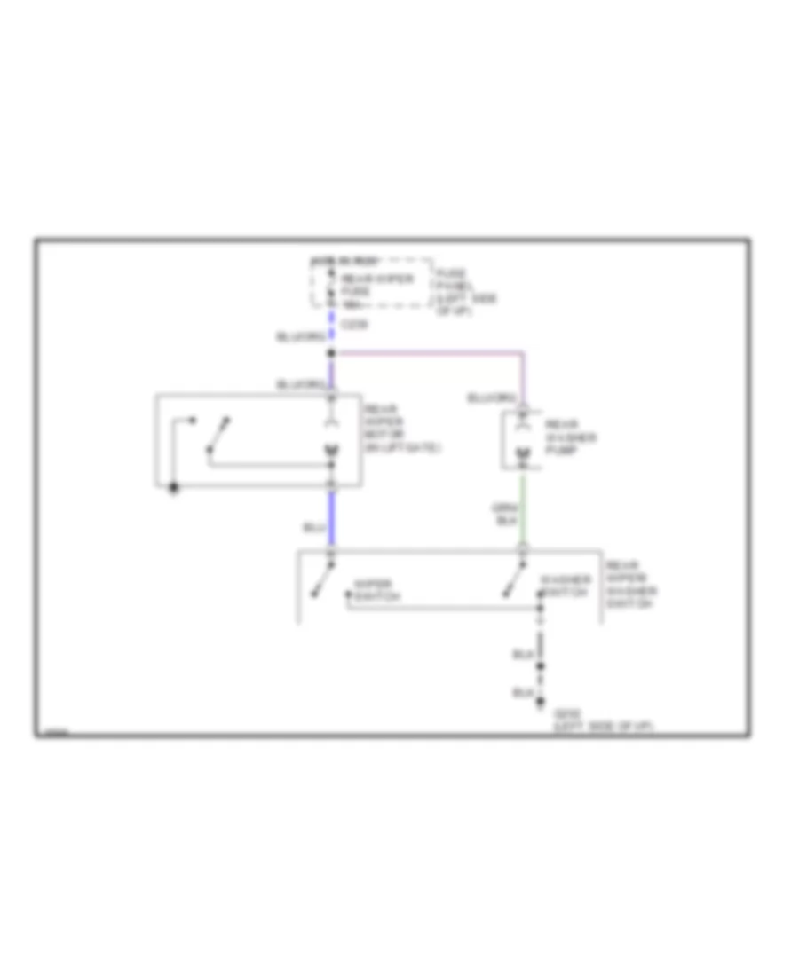 Электросхема заднего стеклоочистителя дворника и омывателя для Ford Festiva GL 1991