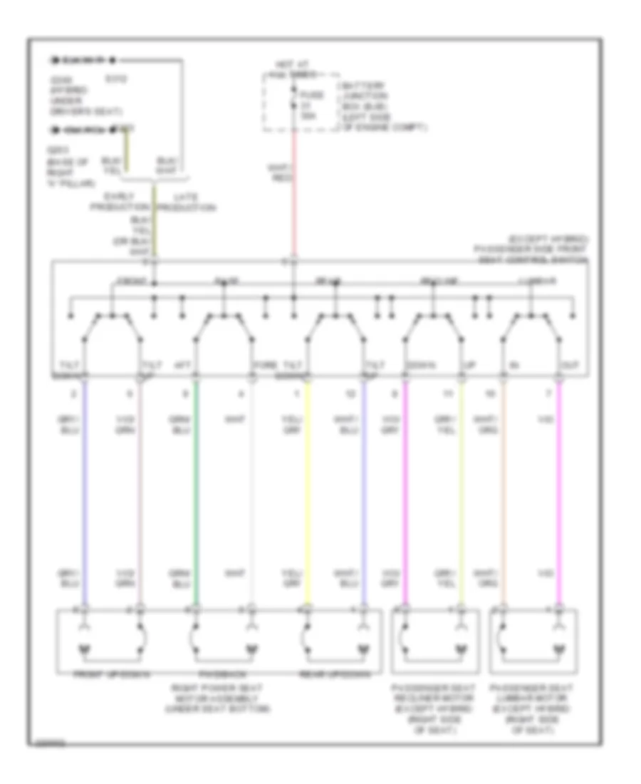 Power Seat Wiring Diagram, 10-Way Passenger Seat for Ford Fusion S 2010