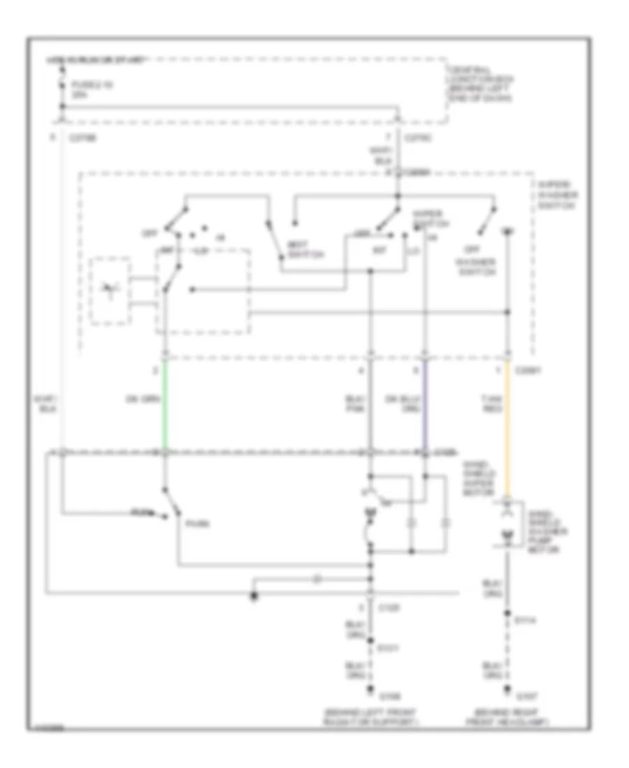 Электросхема передних стеклоочистителей дворников и омывателя лобового стекла для Ford Escape 2001