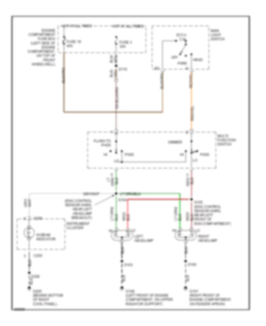 Headlight Wiring Diagram, without DRL for Ford F-Super Duty 1997