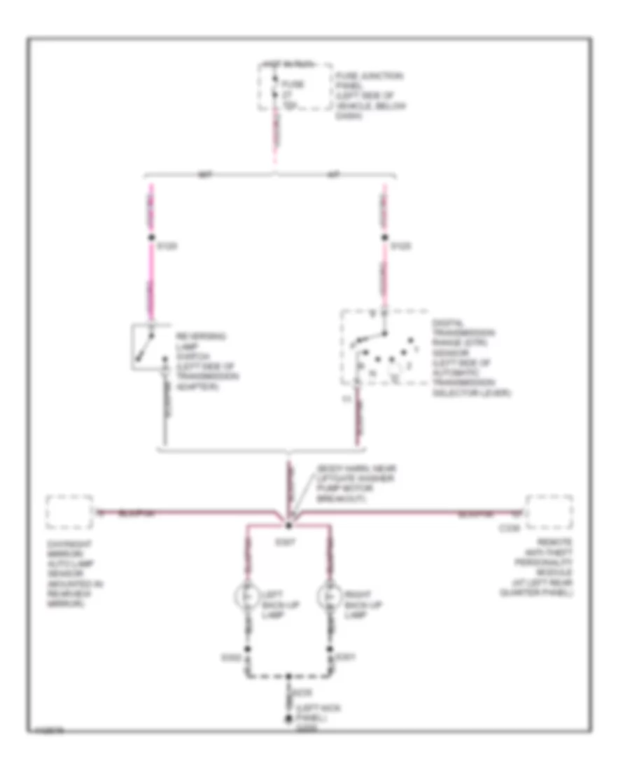 Back up Lamps Wiring Diagram for Ford Explorer 1999