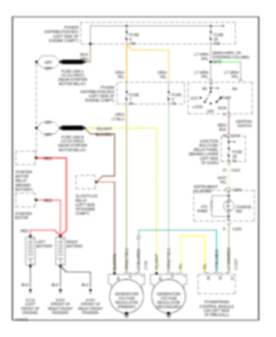 7.3L Diesel, Charging Wiring Diagram, with Dual Generators for Ford F450 Super Duty 1999