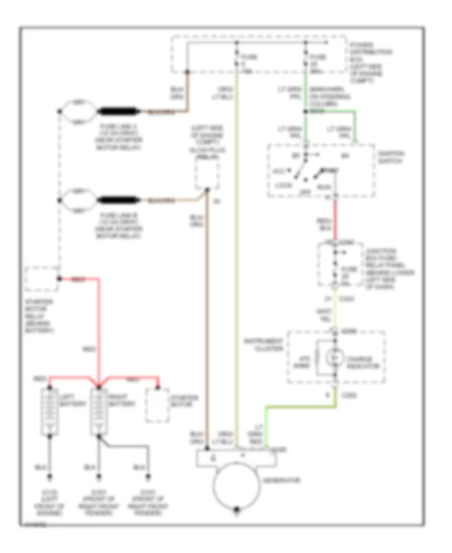 7.3L Diesel, Charging Wiring Diagram, without Dual Generators for Ford F450 Super Duty 1999
