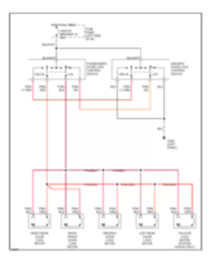 Power Door Lock Wiring Diagram for Ford LTD Crown Victoria LX 1991