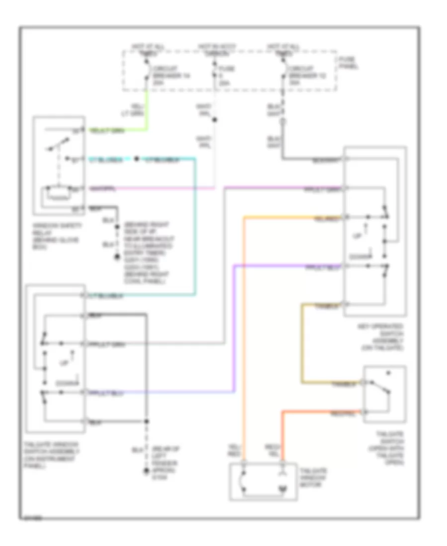 Tailgate Power Window Wiring Diagram for Ford LTD Crown Victoria LX 1991