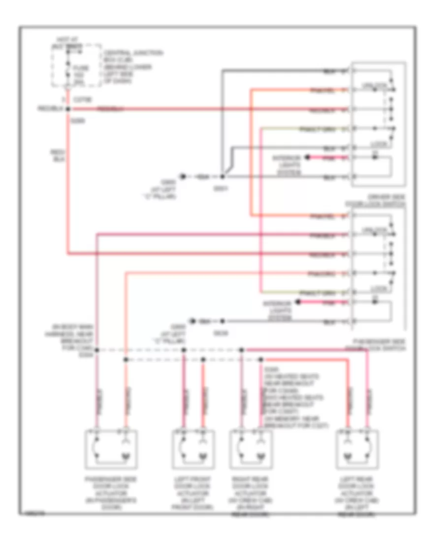 Power Door Locks Wiring Diagram, without Keyless Entry for Ford F450 Super Duty 2004