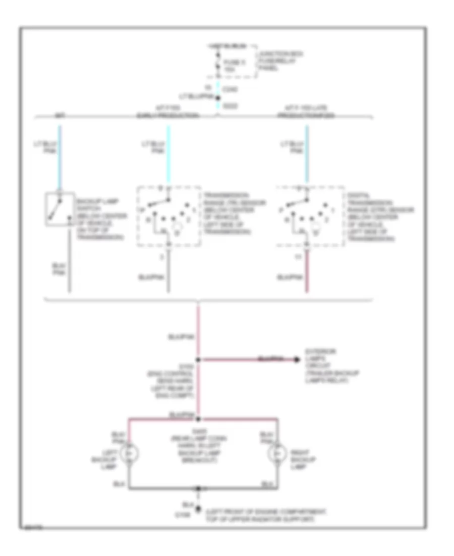 Back up Lamps Wiring Diagram for Ford Pickup F150 1997