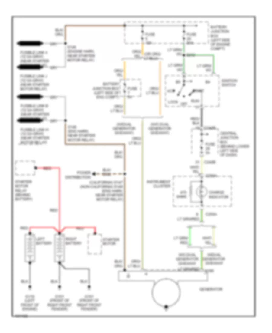 7.3L Diesel, Charging Wiring Diagram, without Dual Generators for Ford F450 Super Duty 2001
