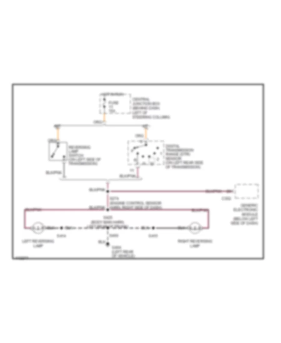 Back up Lamps Wiring Diagram for Ford Mustang GT 1999