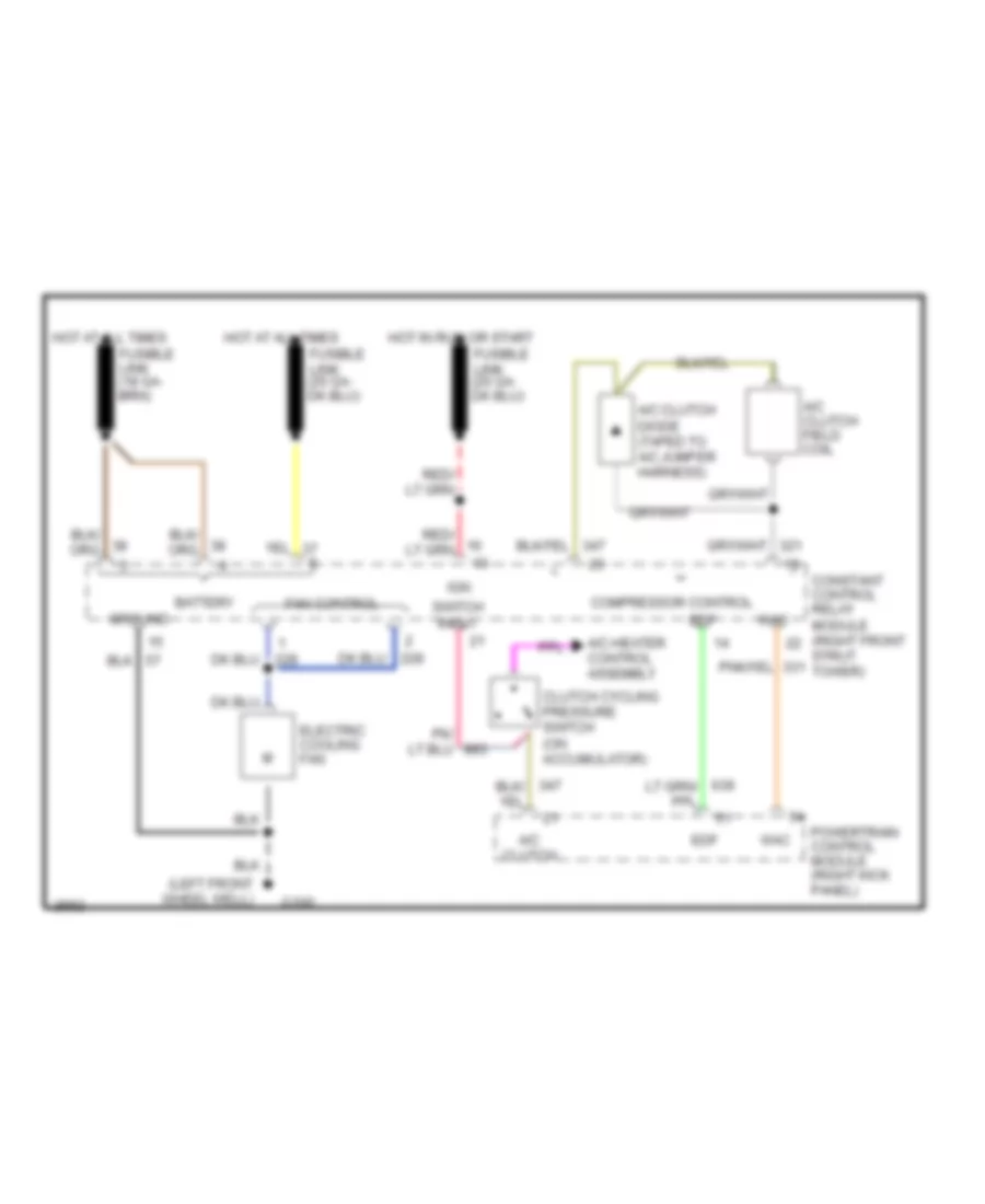 2.3L, Cooling Fan Wiring Diagram for Ford Mustang LX 1991