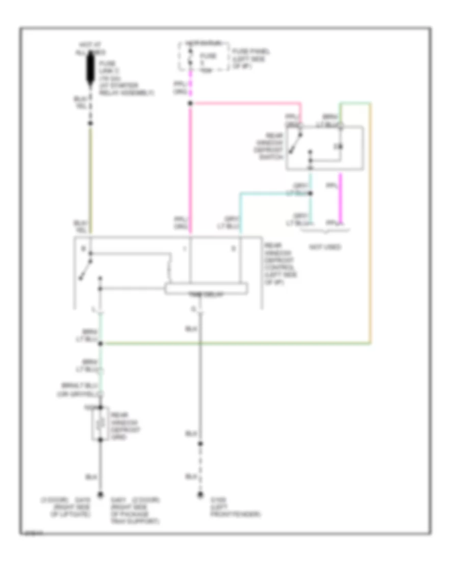 Defogger Wiring Diagram for Ford Mustang LX 1991