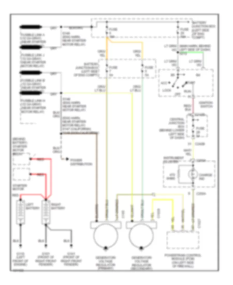 7.3L Diesel, Charging Wiring Diagram, with Dual Generators for Ford F550 Super Duty 2001