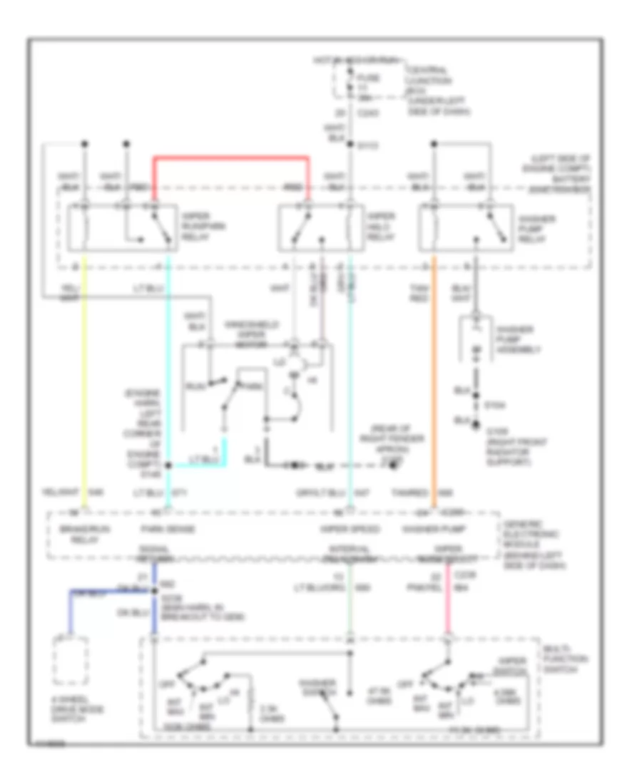 Wiper Washer Wiring Diagram for Ford Pickup F250 1999