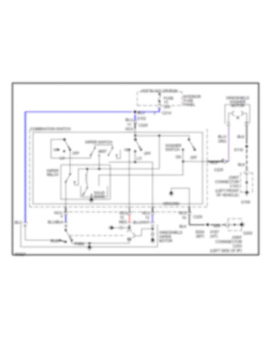 Электросхема стеклоочистителя, дворников и омывателя С 2 скоростями для Ford Probe GT 1997