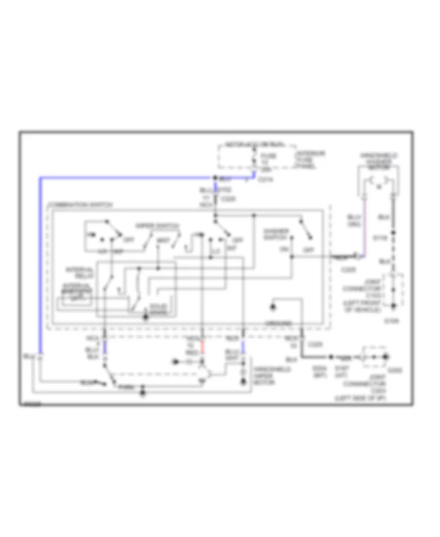 Электросхема стеклоочистителя, дворников и омывателя Интервала для Ford Probe GT 1997