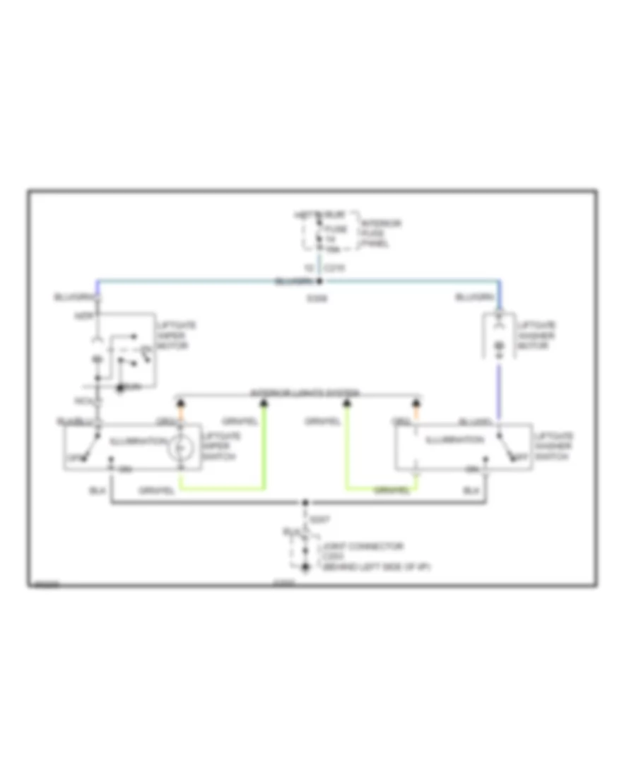 Электросхема заднего стеклоочистителя дворника и омывателя для Ford Probe GT 1997