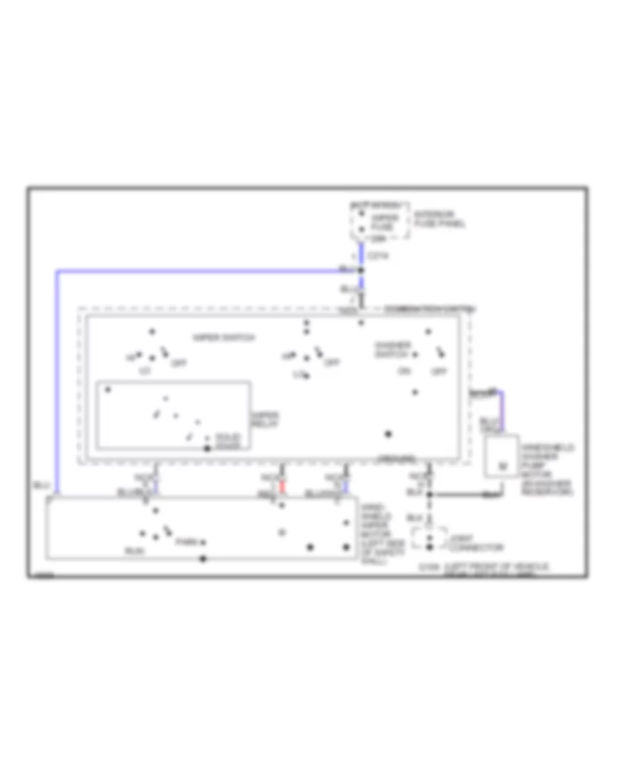 Электросхема стеклоочистителя, дворников и омывателя С 2 скоростями для Ford Probe 1993