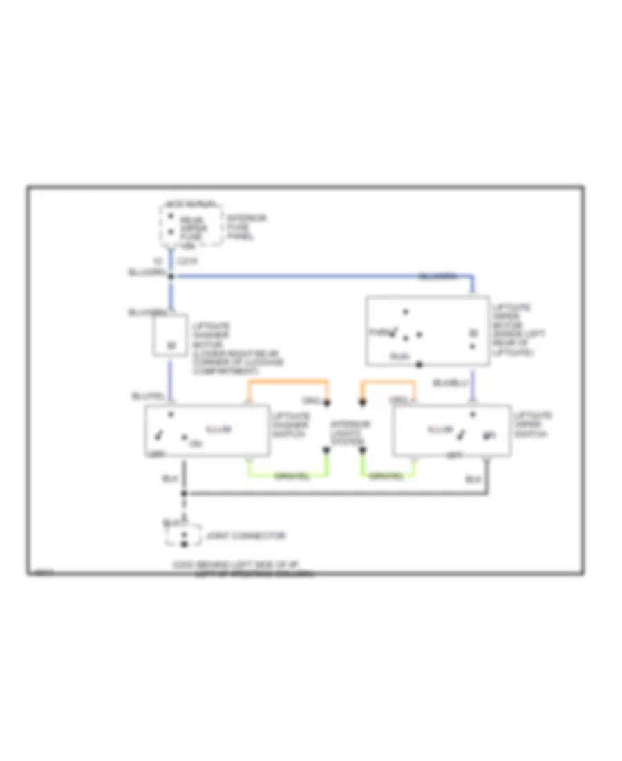 Электросхема заднего стеклоочистителя дворника и омывателя для Ford Probe 1993