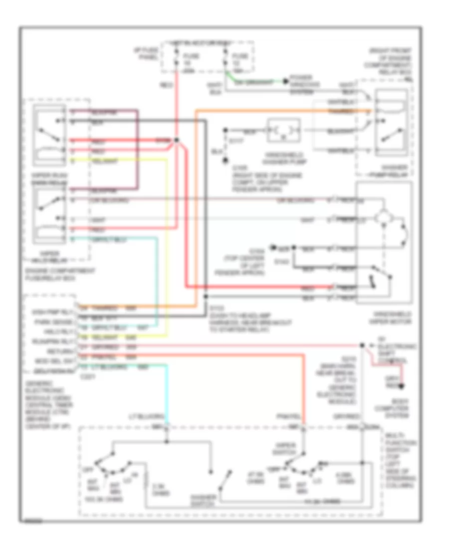 Wiper Washer Wiring Diagram for Ford Ranger 1997