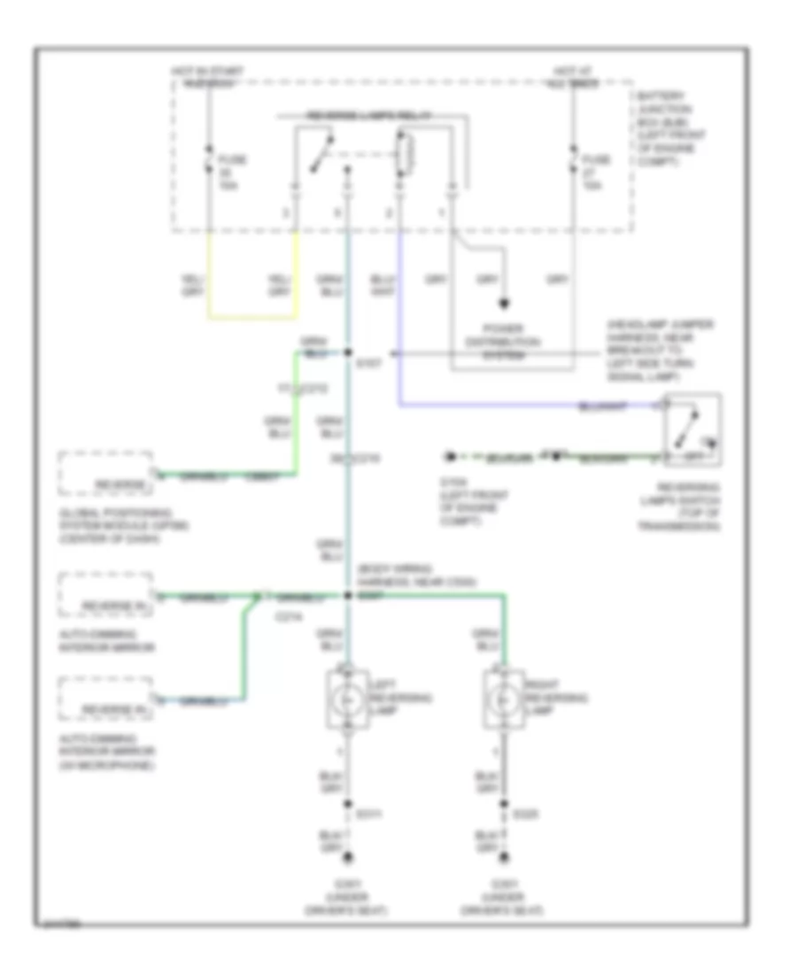 Backup Lamps Wiring Diagram, MT for Ford Escape Hybrid Limited 2012