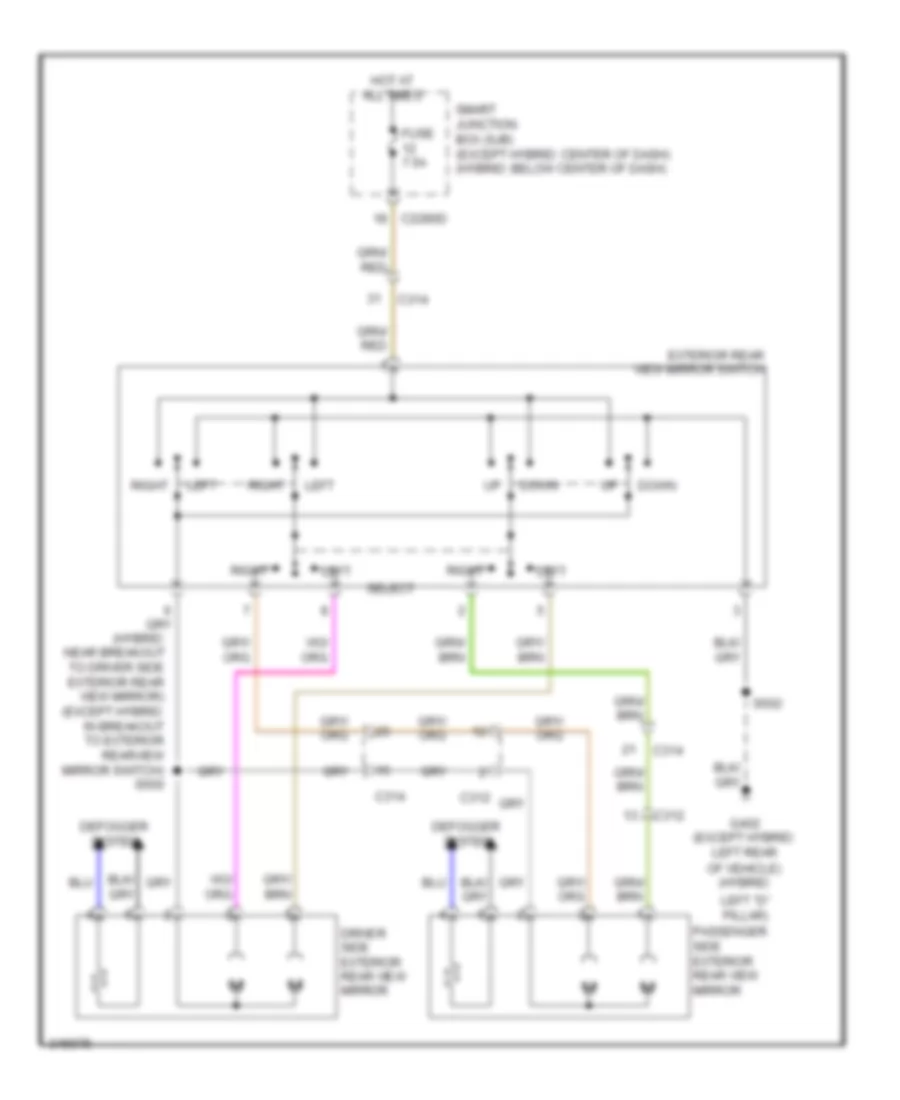 Power Mirrors Wiring Diagram for Ford Escape Hybrid Limited 2012