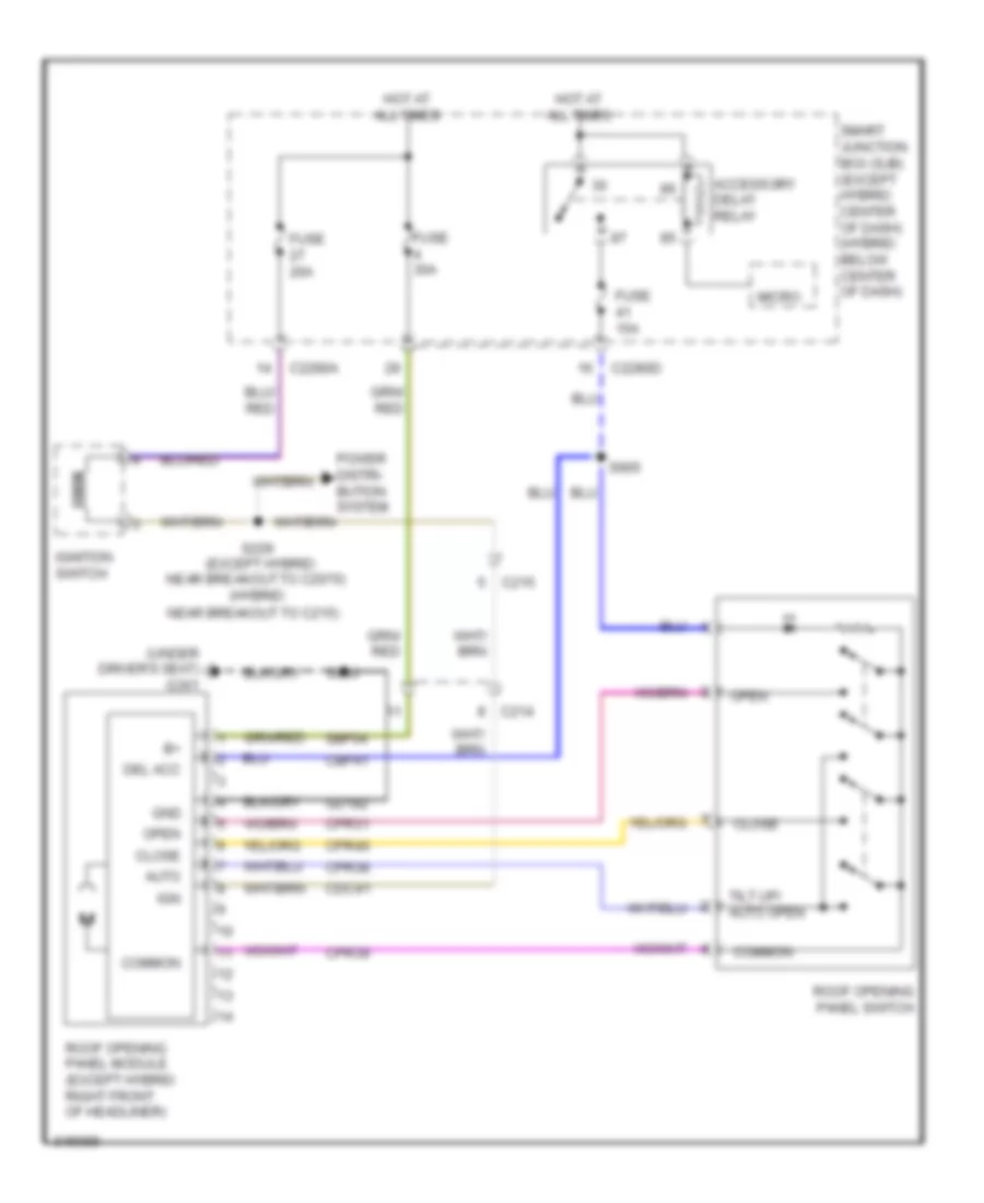 Power Top Sunroof Wiring Diagram for Ford Escape Hybrid Limited 2012