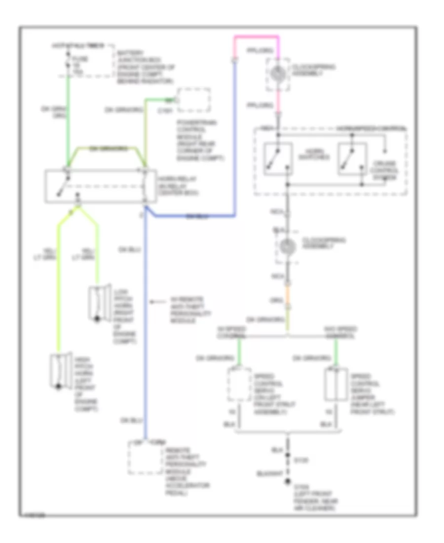 Horn Wiring Diagram for Ford Taurus LX 1999
