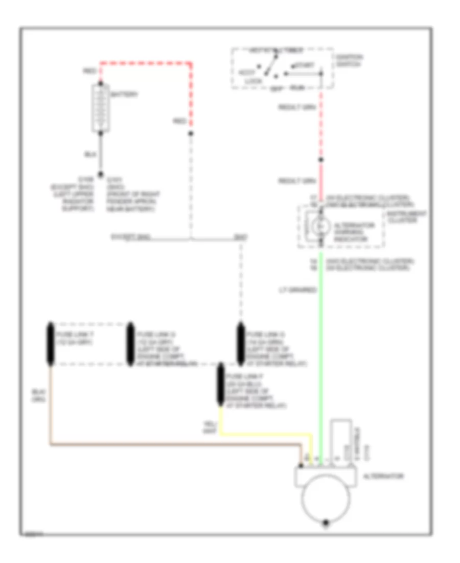 Charging Wiring Diagram, without Heated Windshield for Ford Taurus LX 1991