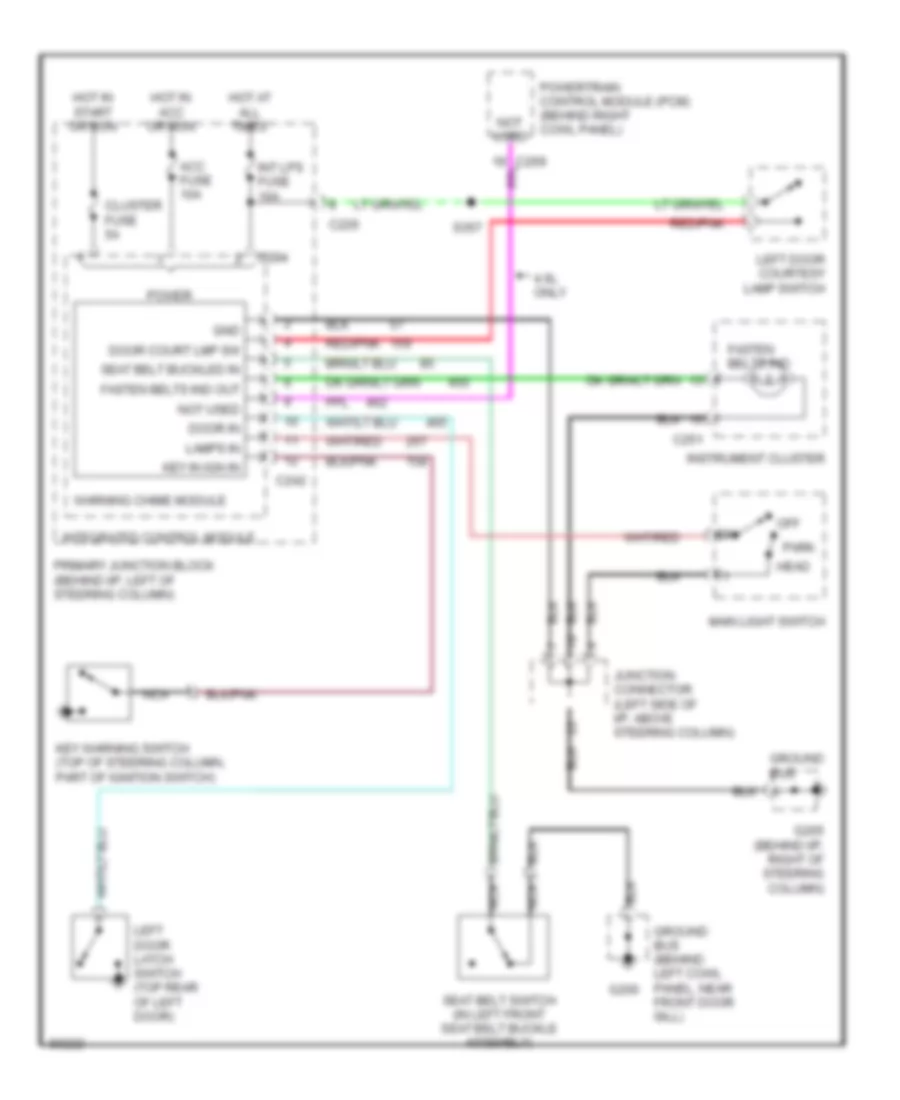 Warning System Wiring Diagrams for Ford Thunderbird LX 1997