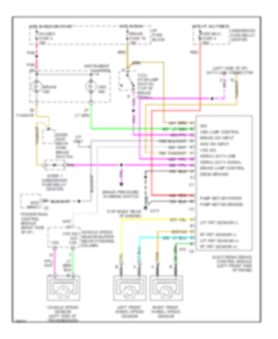 6.5L (VIN S), Электросхема антиблокировочной тормозной системы АБС (ABS) для GMC Pickup C1996 3500