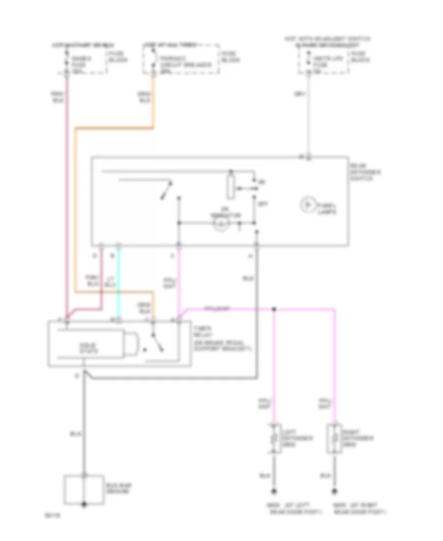 Электросхема подогрева стекол и зеркал для GMC Vandura G1994 3500