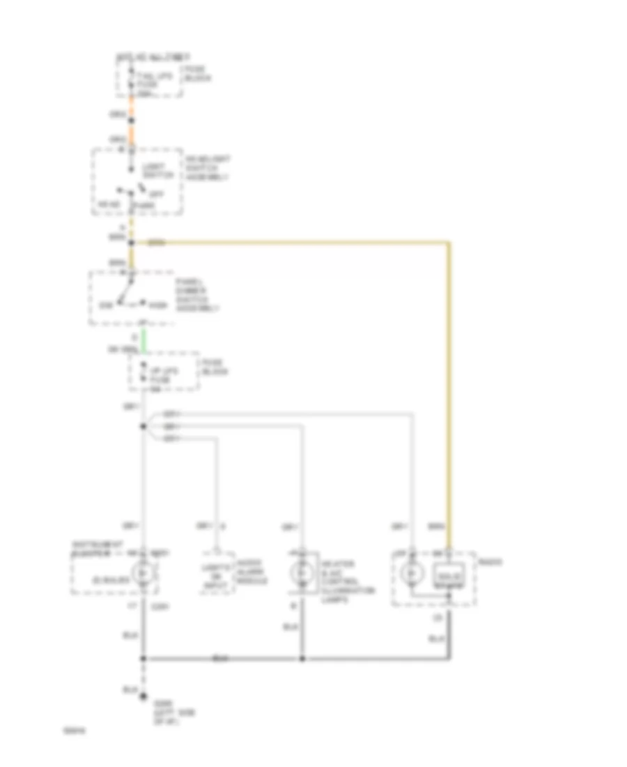 Электросхема подсветки приборов для GMC Vandura G1994 3500