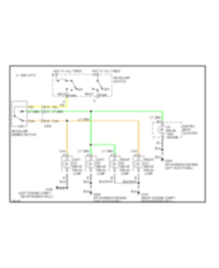 Headlight Wiring Diagram, without DRL & withComposite Headlamps для GMC Rally Camper Special G1996 3500
