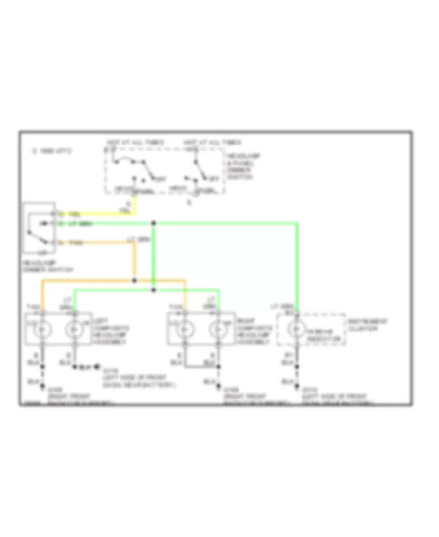 Headlight Wiring Diagram, without DRL & withComposite Headlamps для GMC Safari 1996