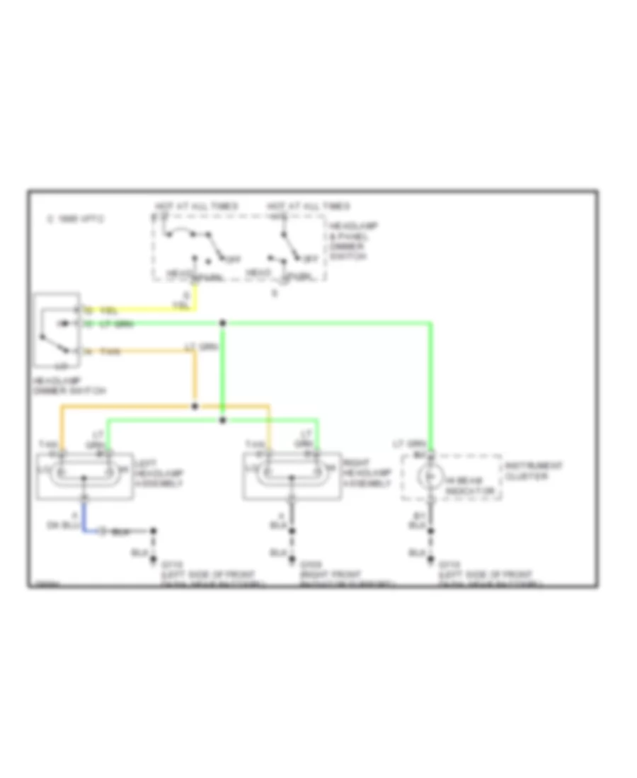 Headlight Wiring Diagram, without DRL & withSealed Beam Lamps для GMC Safari 1996