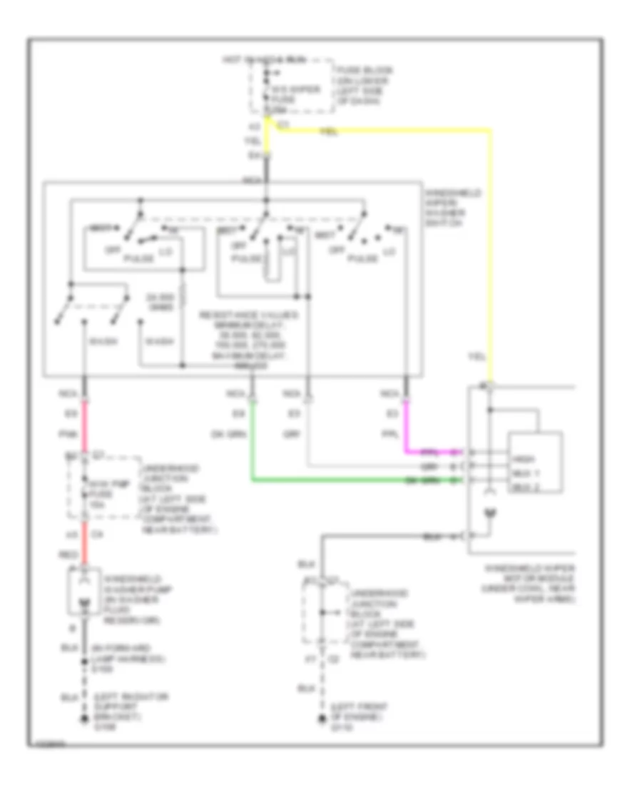 Электросхема передних стеклоочистителей дворников и омывателя лобового стекла для GMC Yukon 2001