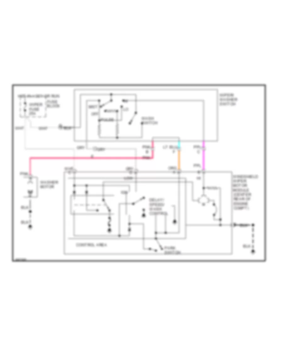 Электросхема стеклоочистителя, дворников и омывателя Интервала для GMC Forward Control P3500 1993