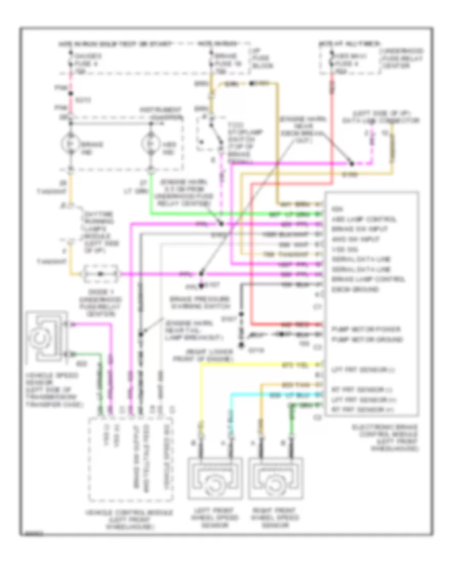 5.7L (VIN R), Электросхема антиблокировочной тормозной системы АБС (ABS) для GMC CHD 1997 3500